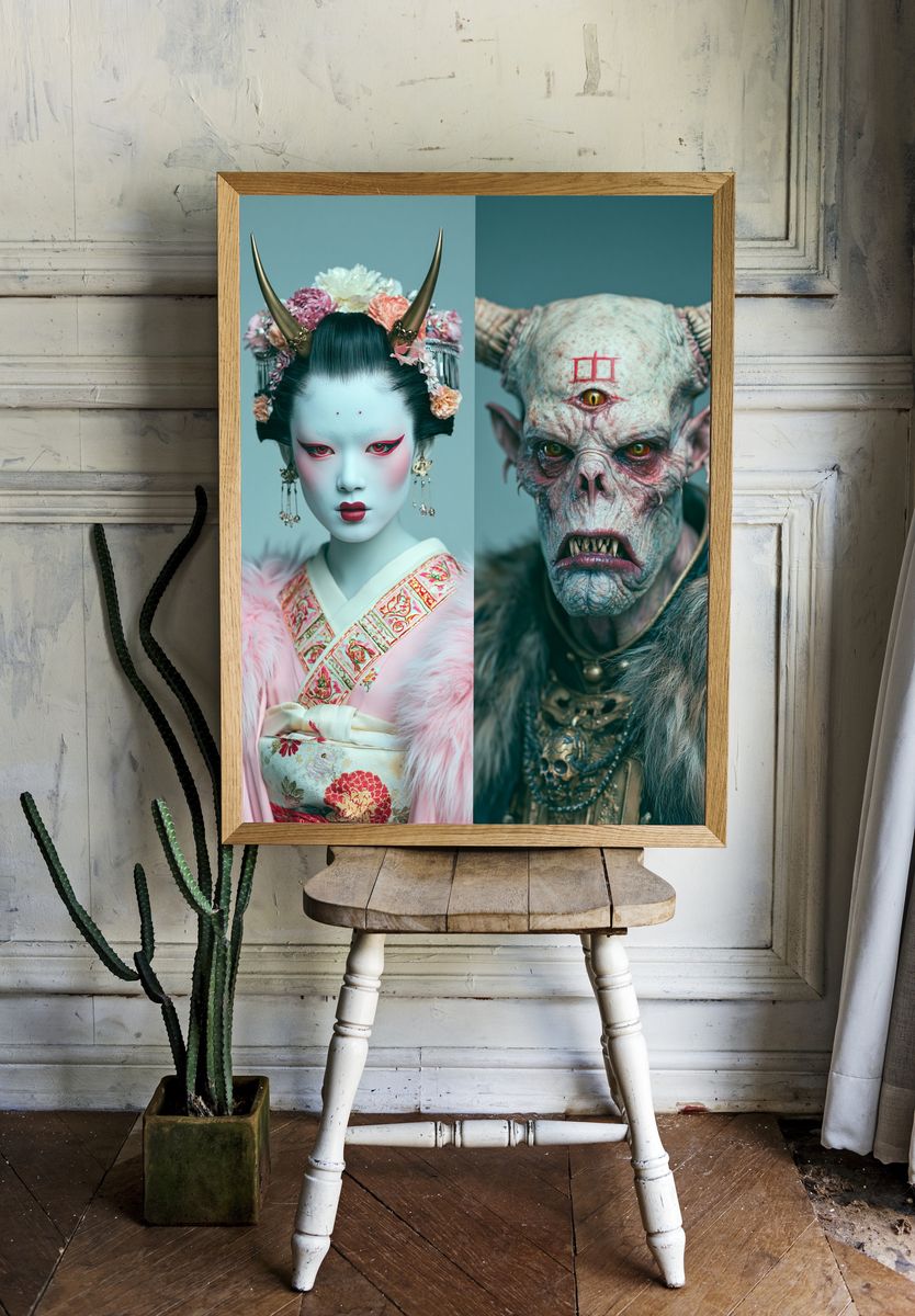 Mythic Oni Portrait Poster. — room view 1