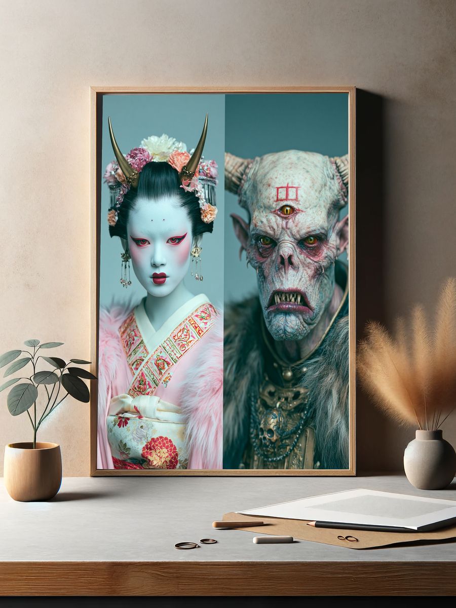 Mythic Oni Portrait Poster. — room view 2