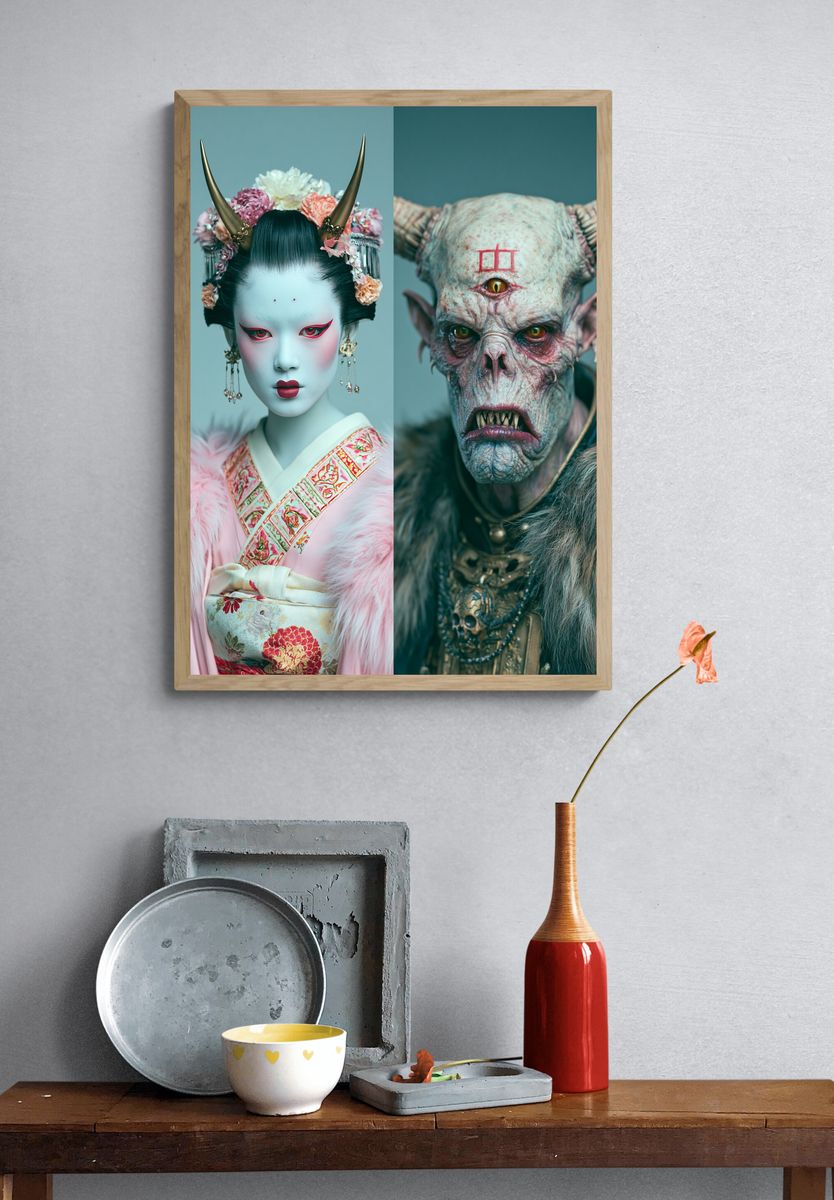 Mythic Oni Portrait Poster. — room view 3