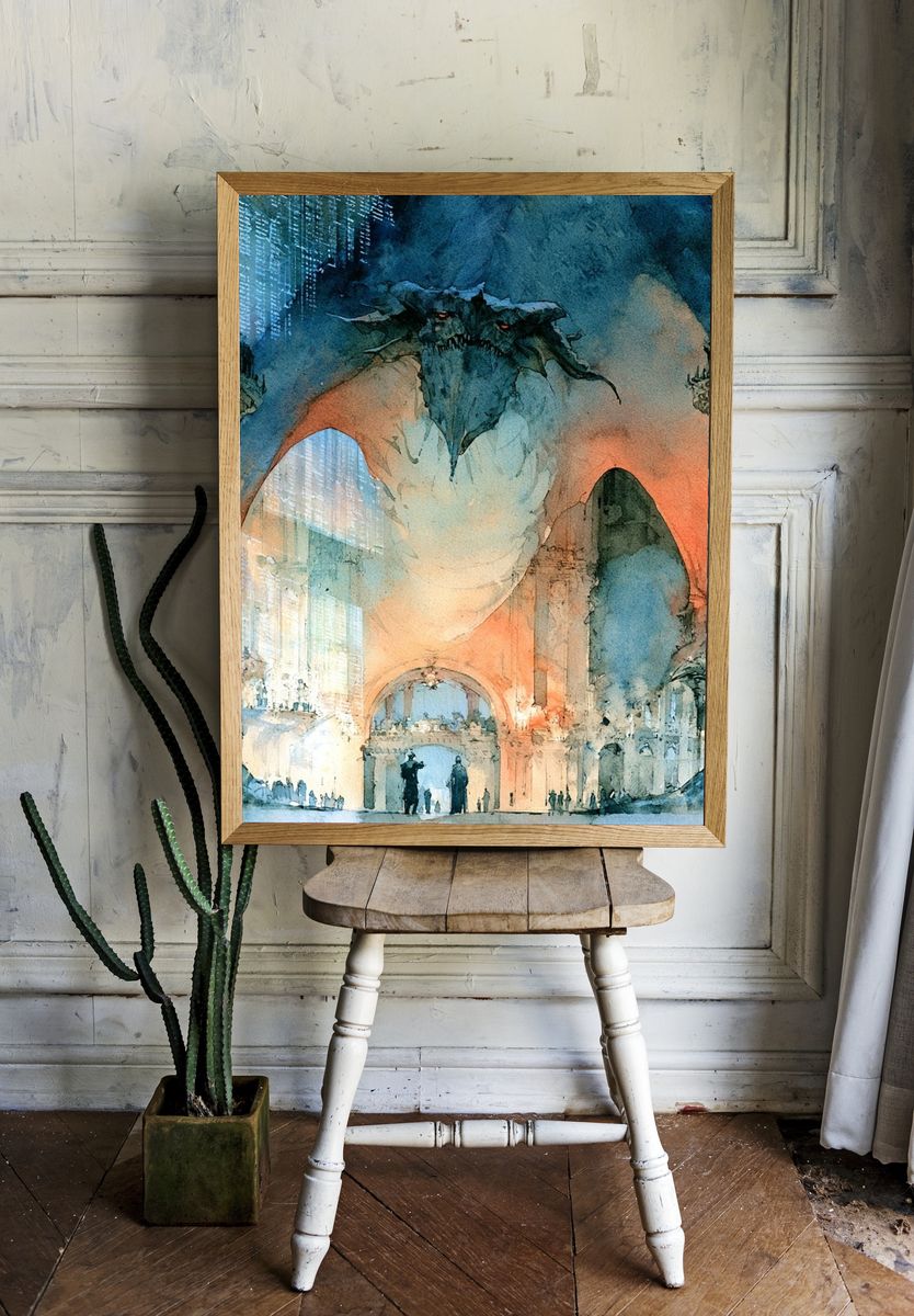 Dragon Cathedral Fantasy Poster. — room view 1