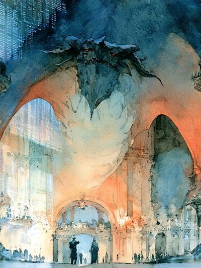 Dragon Cathedral Fantasy Poster.