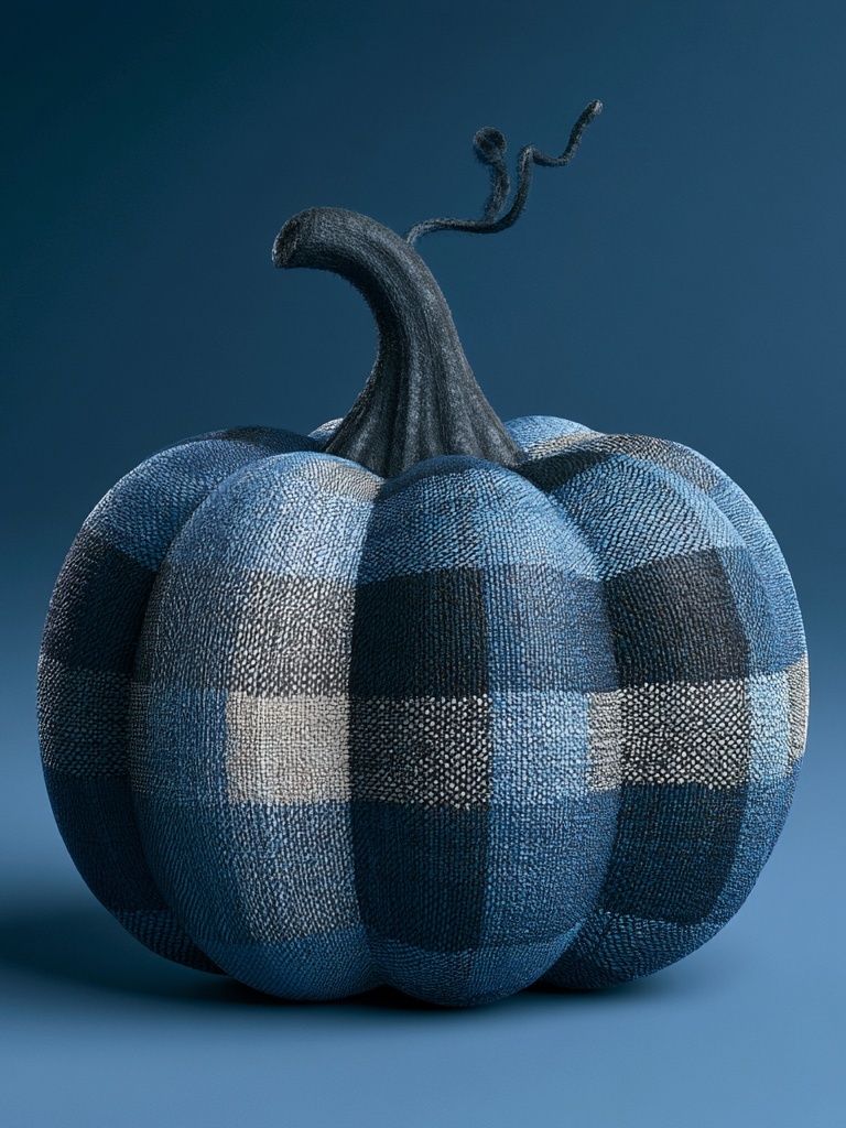 Blue Plaid Pumpkin Poster. poster — illustration art