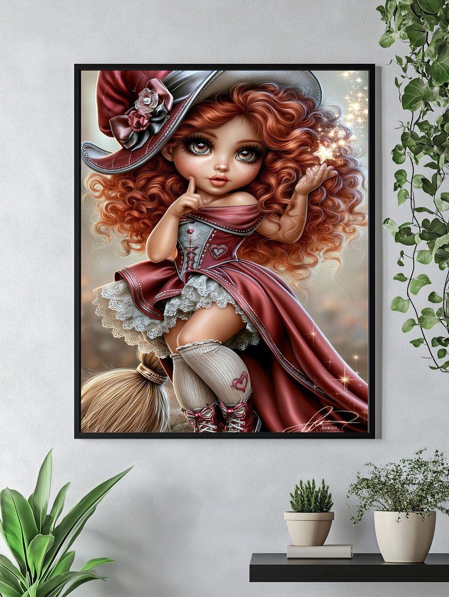 Whimsical Doll Girl Illustration Poster. — room view 4