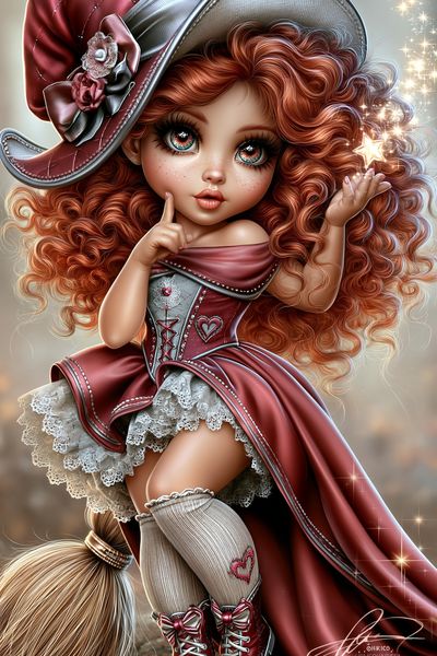 Whimsical Doll Girl Illustration Poster.