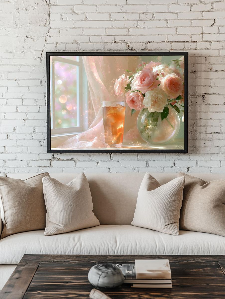 Pastel Floral Still Life Print. — room view 1