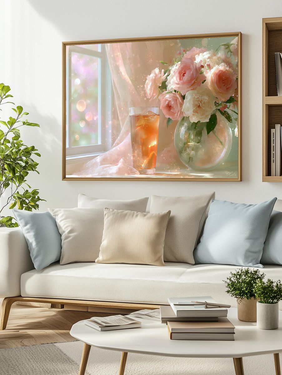 Pastel Floral Still Life Print. — room view 2