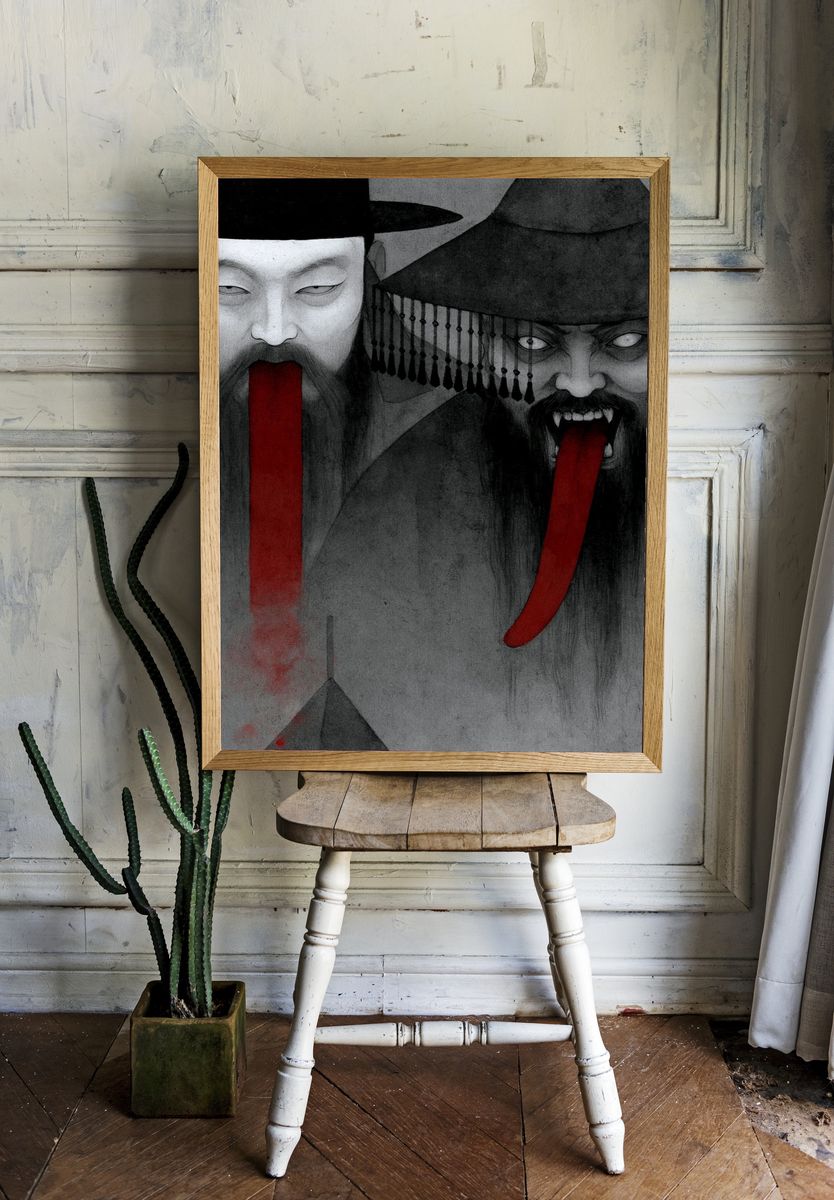 Samurai Ghosts Ink Poster. — room view 1