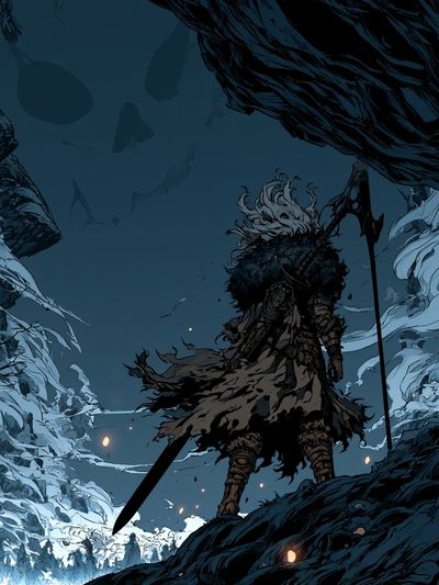 Dark Fantasy Warrior Illustration Poster.