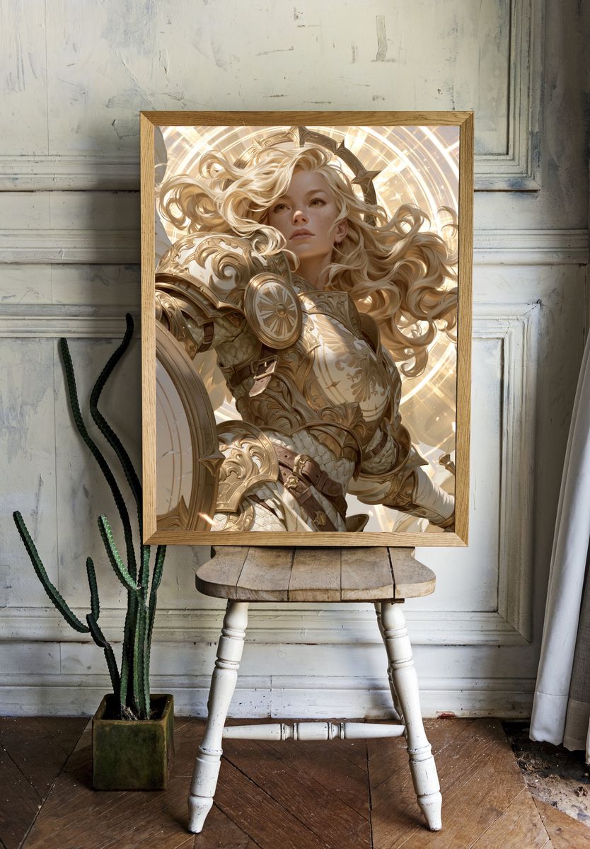 Golden Valkyrie Fantasy Print. room preview