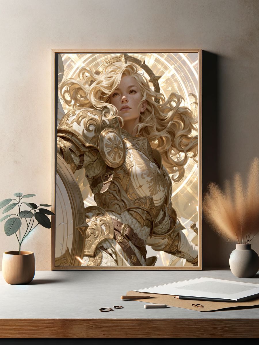 Golden Valkyrie Fantasy Print. — room view 2