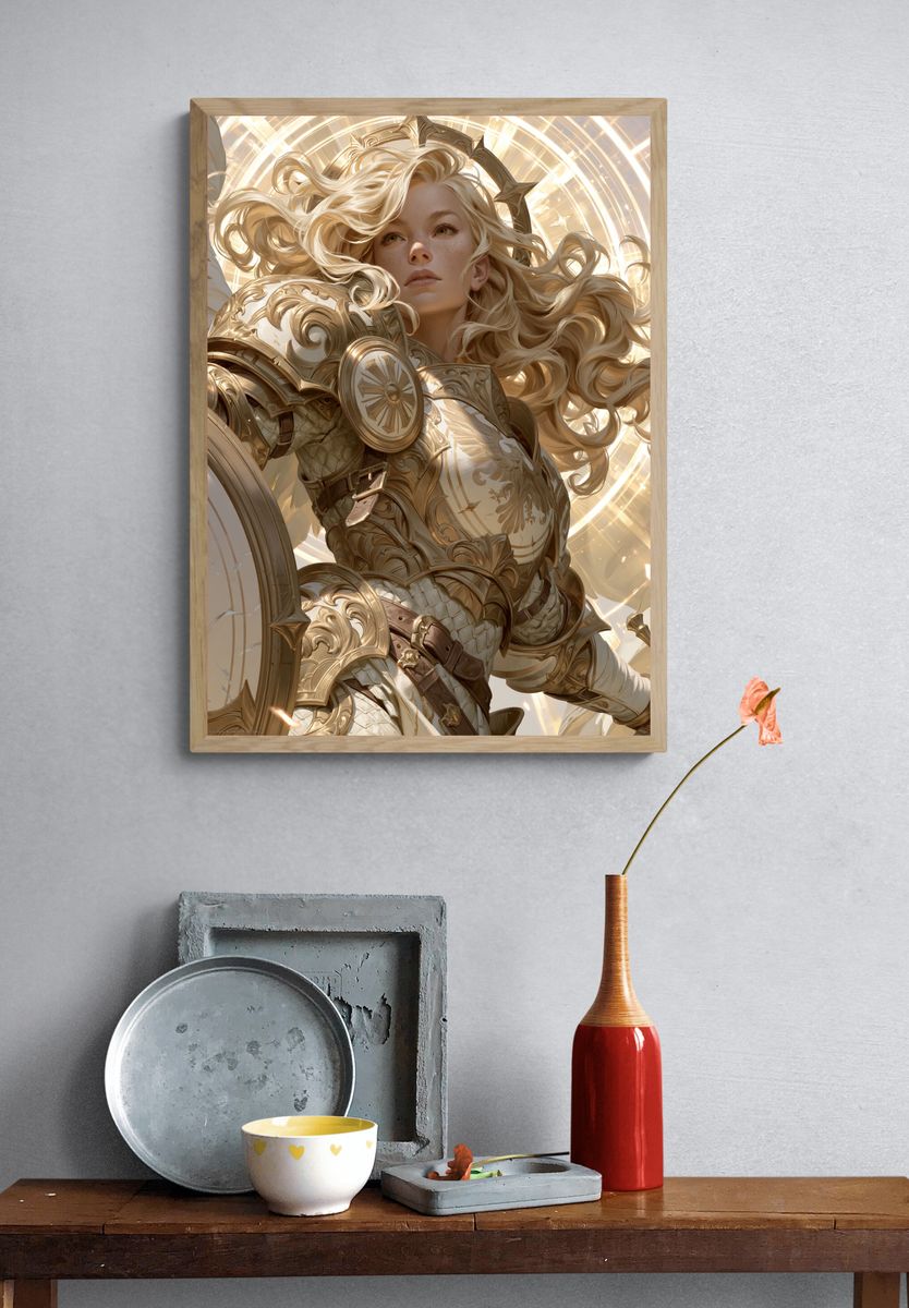 Golden Valkyrie Fantasy Print. — room view 3
