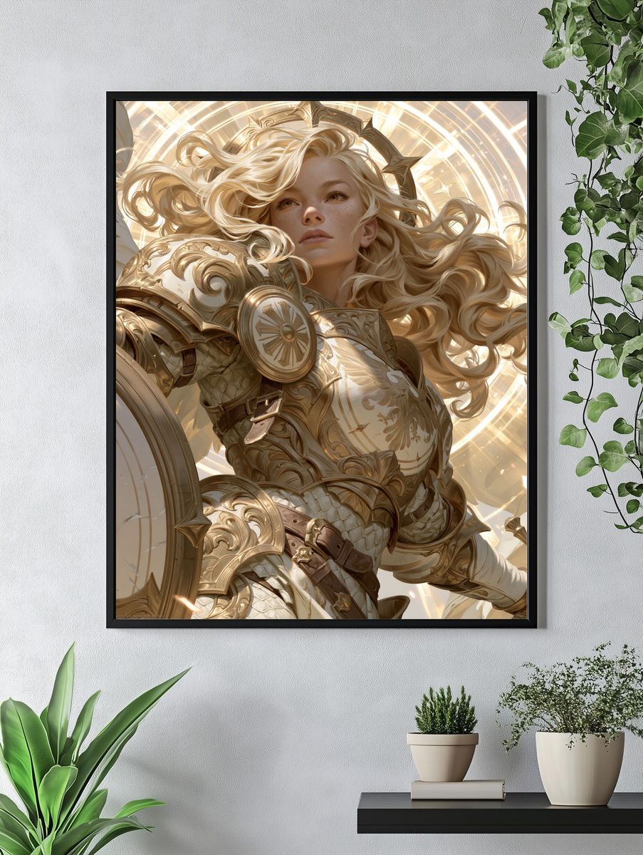 Golden Valkyrie Fantasy Print. — room view 4