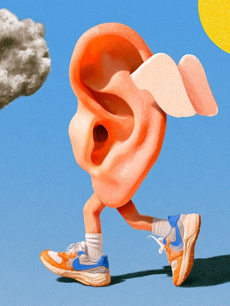 Running Ear Surrealism Print. poster — illustration art