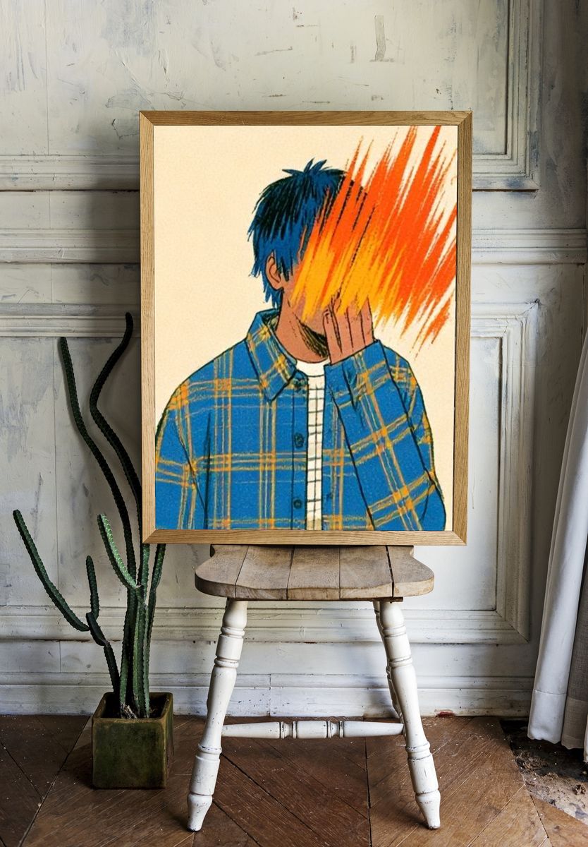 Masked Figure Illustration Poster. room preview