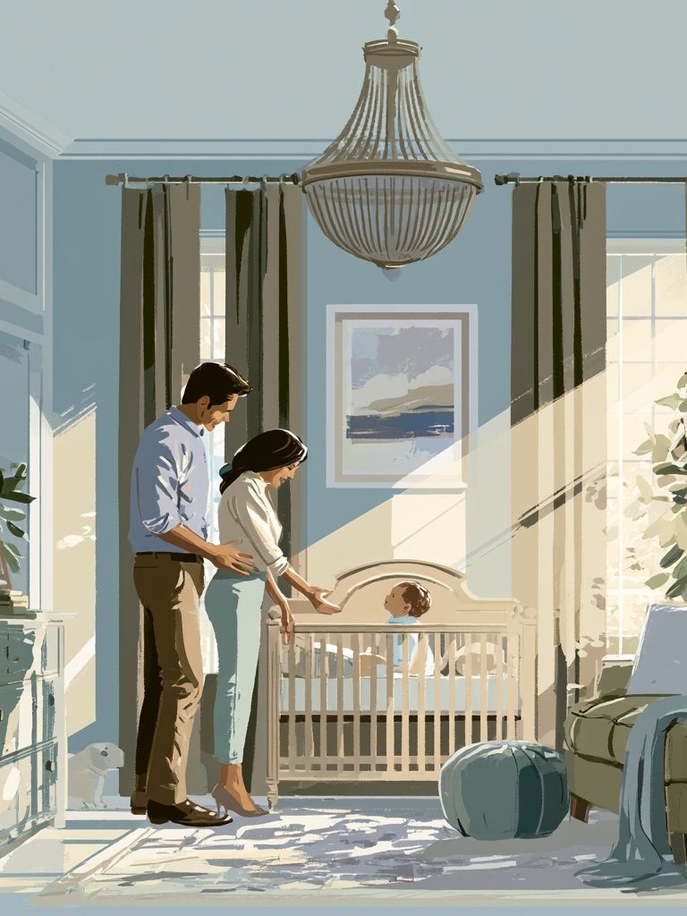 Sunlit Nursery Family Illustration Poster. poster — illustration art