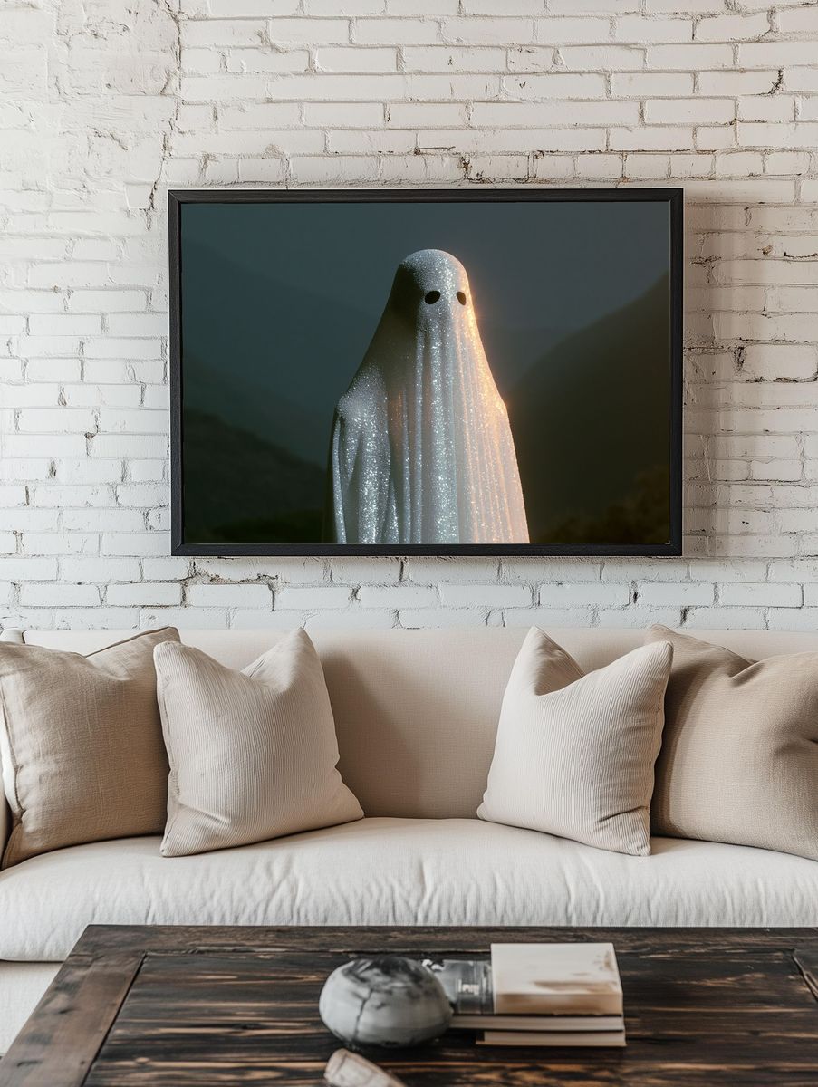 Glowing Ghost Figure Illustration Poster. room preview