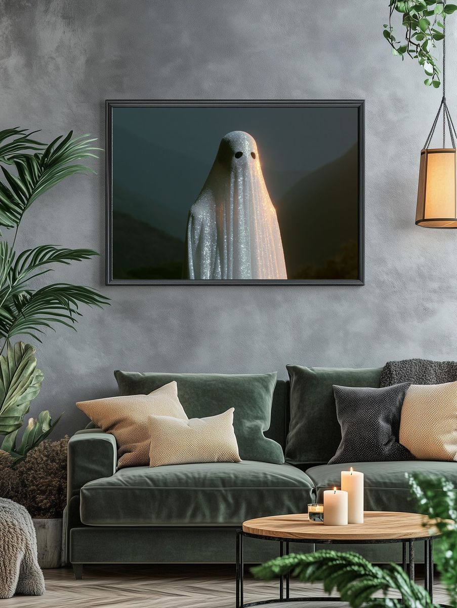 Glowing Ghost Figure Illustration Poster. — room view 4