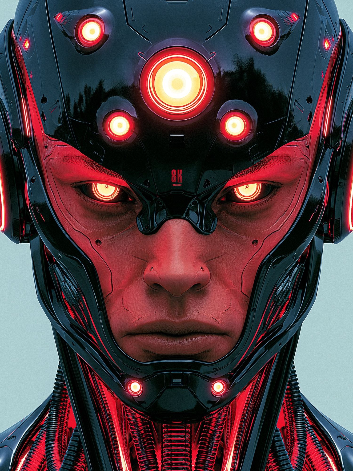 Cybernetic Warrior Portrait Print. poster — illustration art