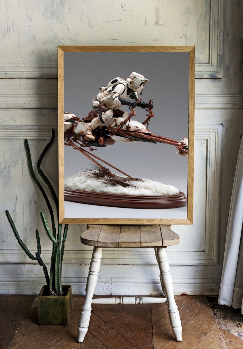 Speeder Bike Trooper Illustration Print. room preview
