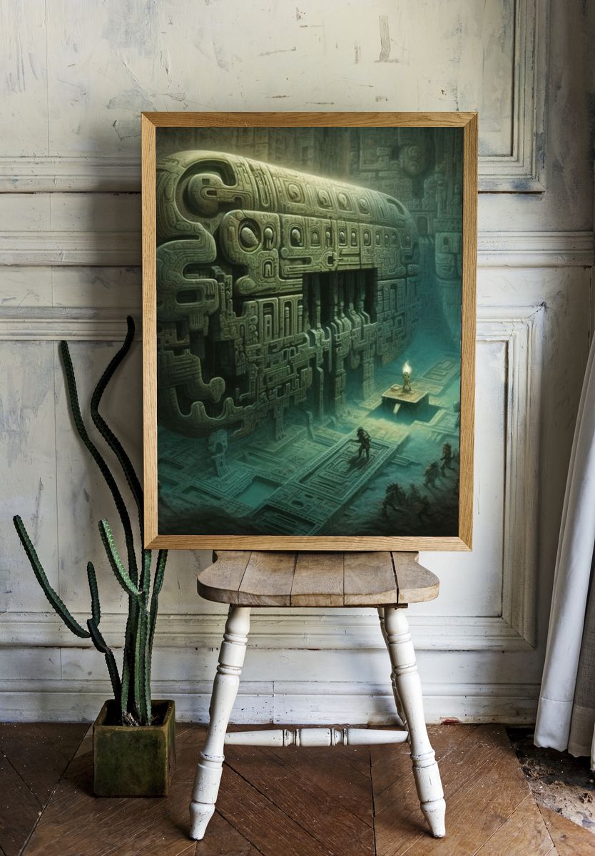 Ancient Temple Ruins Digital Art Poster. — room view 1