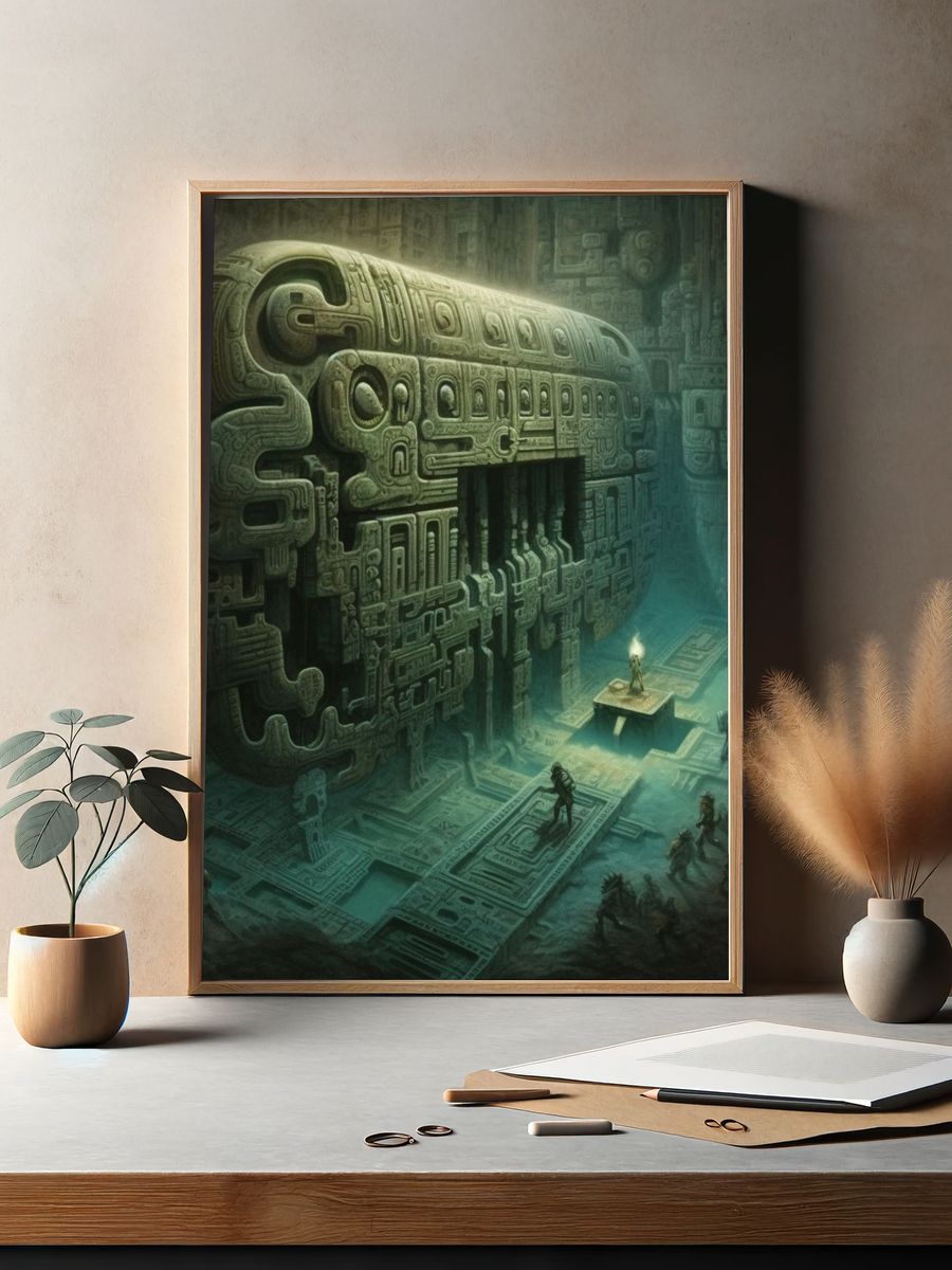 Ancient Temple Ruins Digital Art Poster. — room view 2