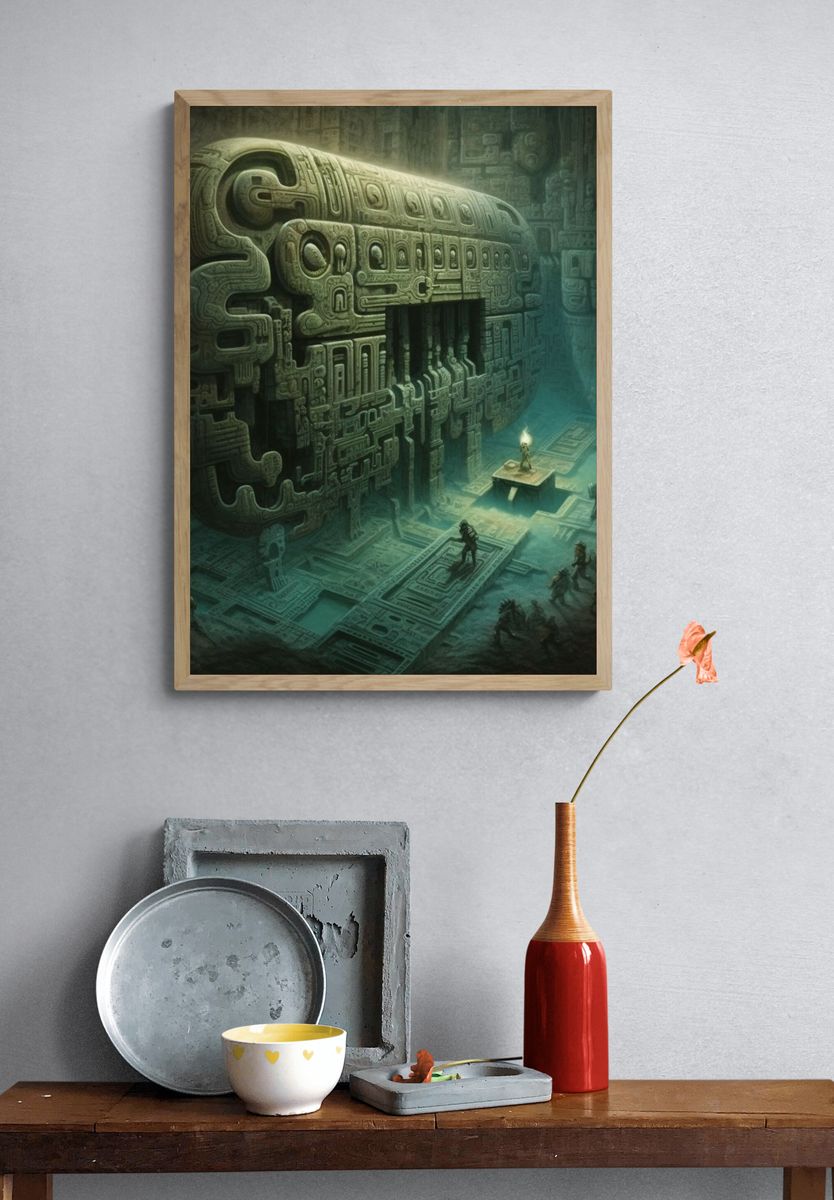 Ancient Temple Ruins Digital Art Poster. — room view 3
