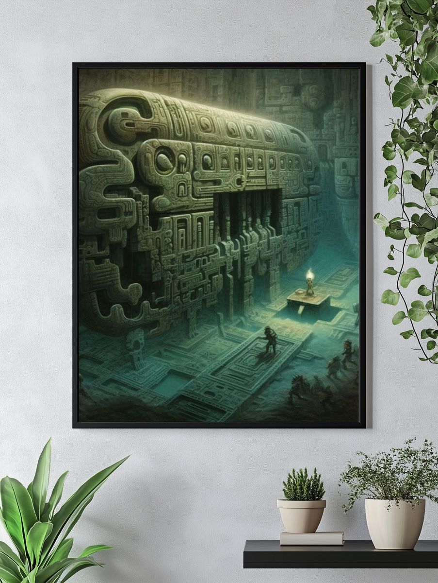 Ancient Temple Ruins Digital Art Poster. — room view 4