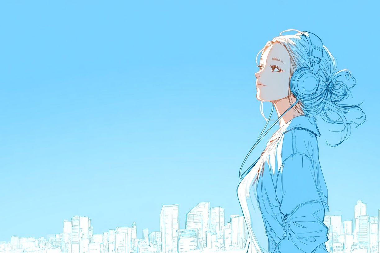 City Girl with Headphones Illustration Poster. poster — illustration art