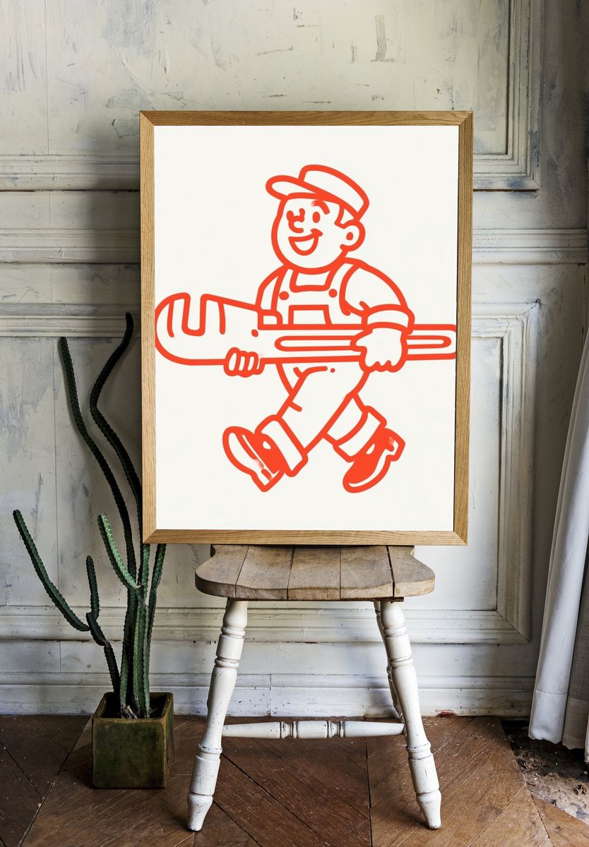 Handyman Line Art Poster. room preview