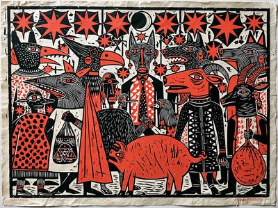 Mythic Animal Parade Illustration Poster.
