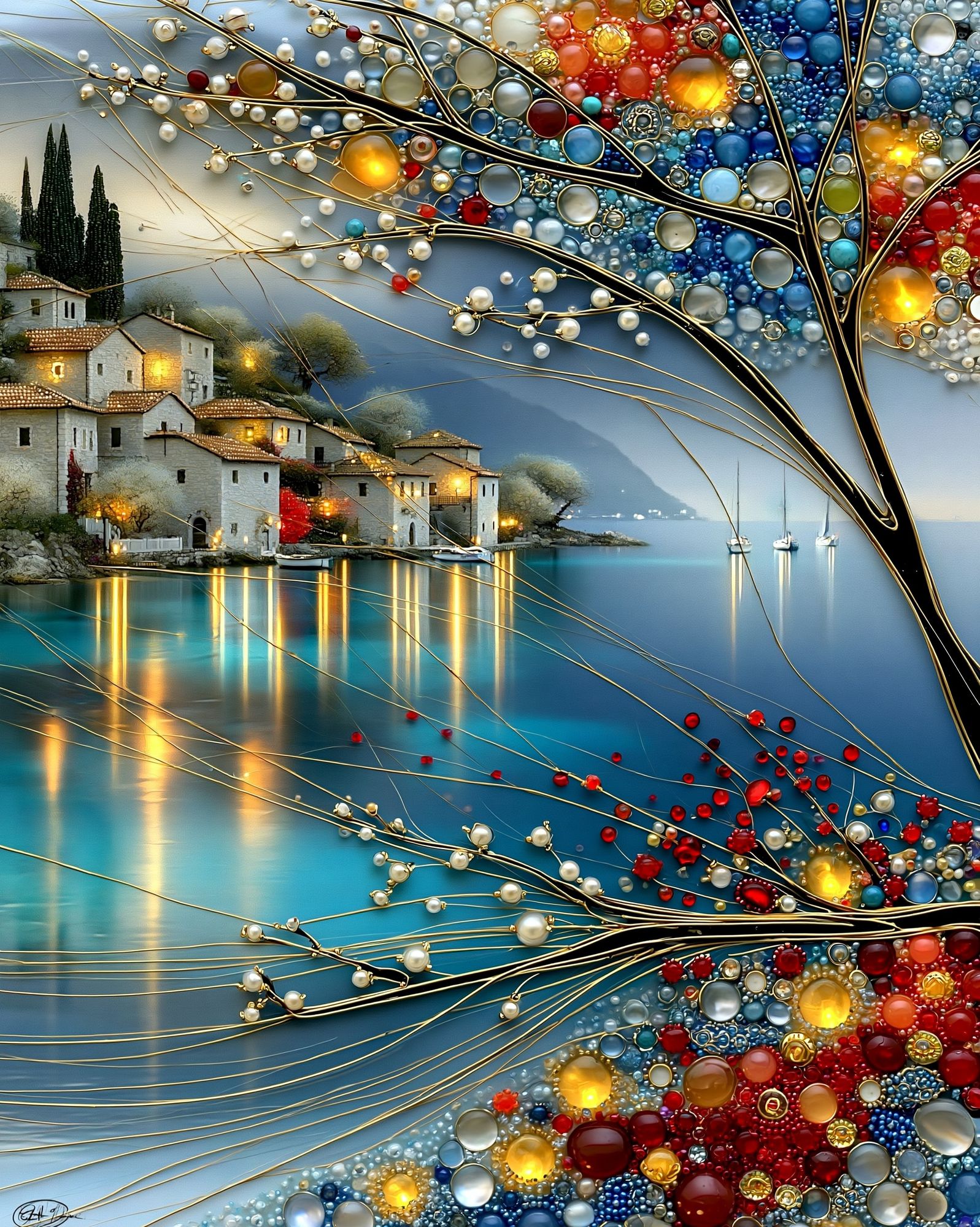 Lakeside Village Mosaic Poster. poster detail