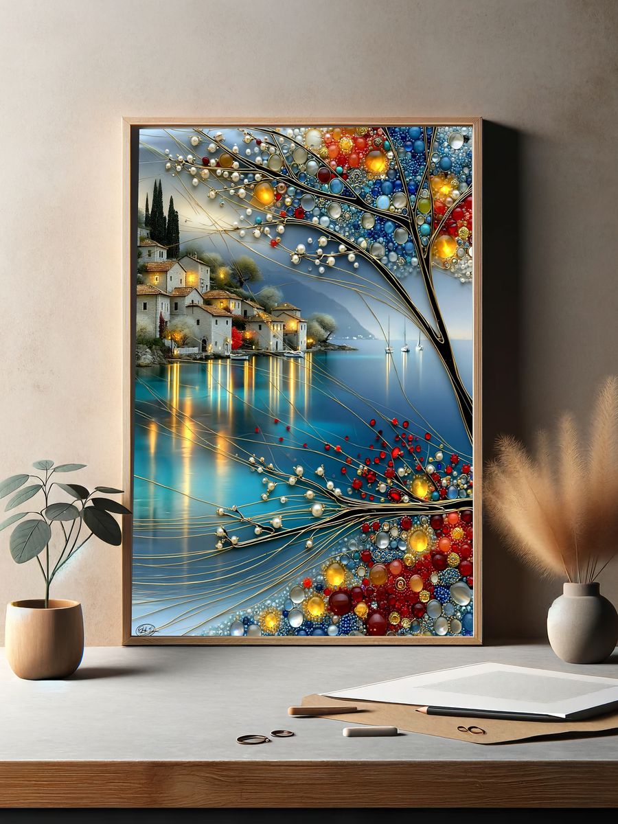 Lakeside Village Mosaic Poster. — room view 2