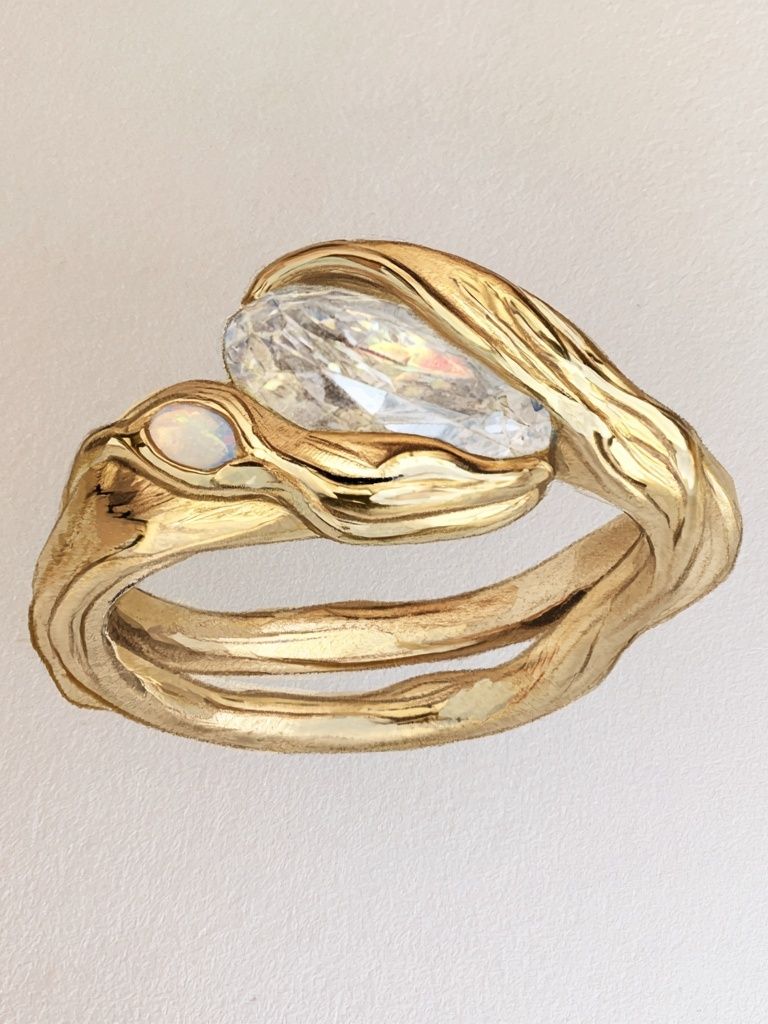 Gold Gem Ring Illustration Poster. poster detail