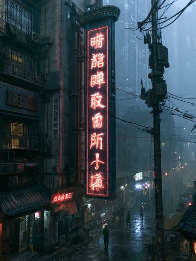 Cyberpunk Neon Alley Poster.