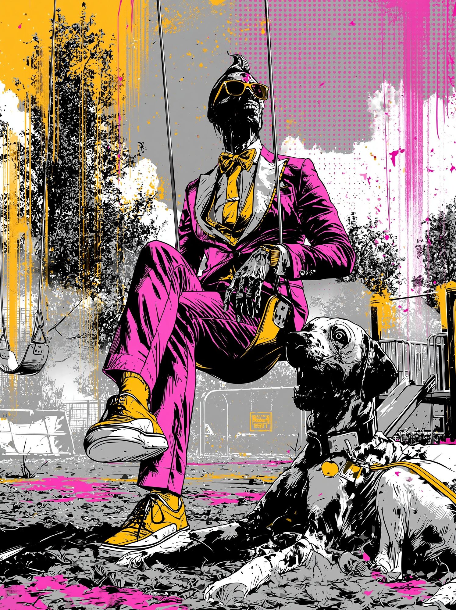 Pop Art Swing Dog Poster. poster — illustration art