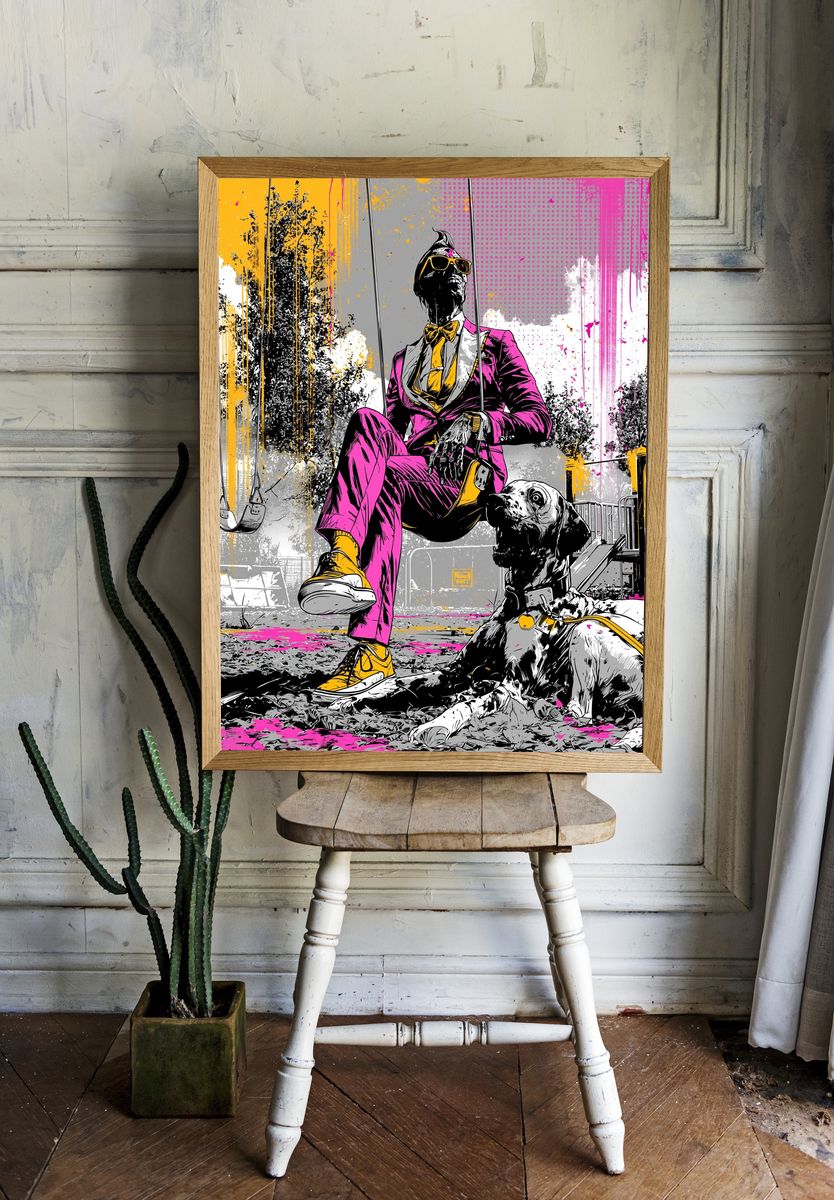 Pop Art Swing Dog Poster. — room view 1