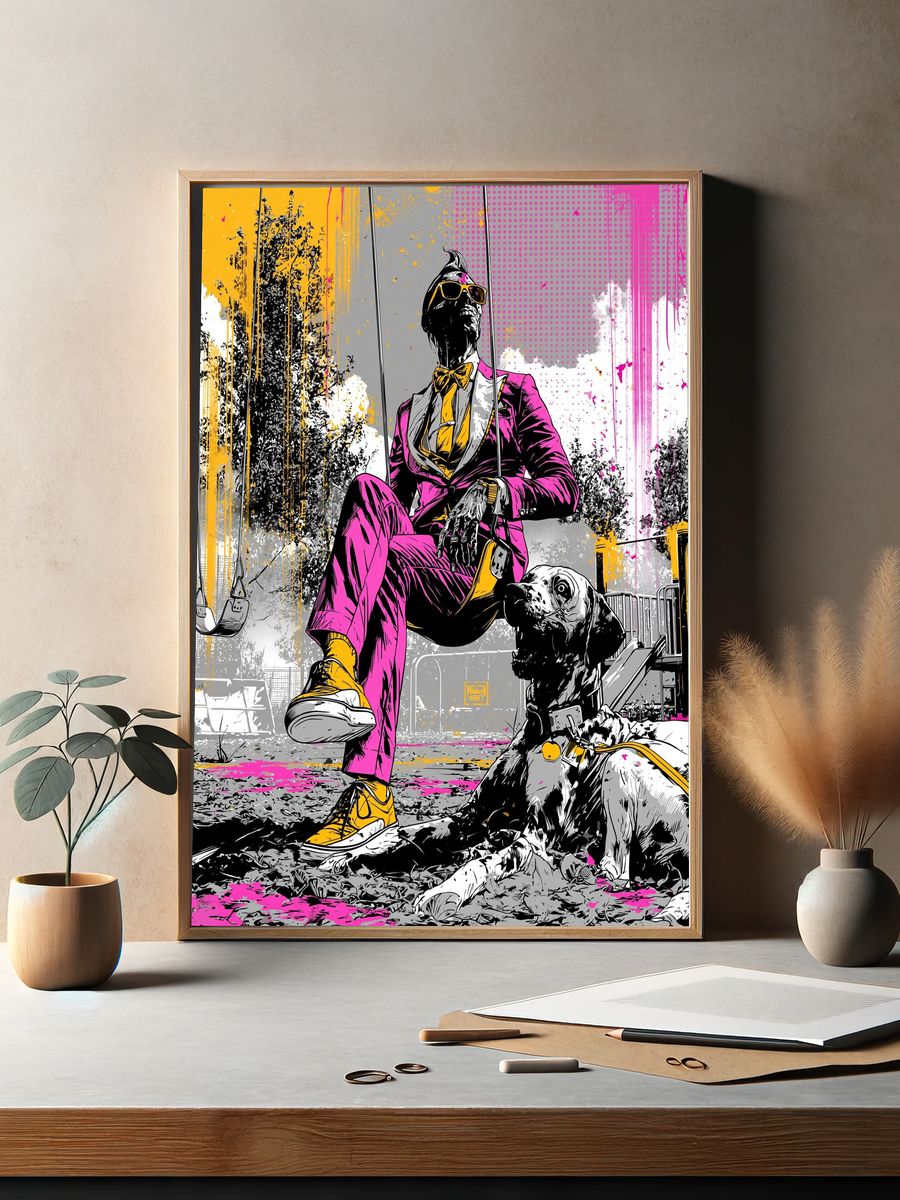 Pop Art Swing Dog Poster. — room view 2