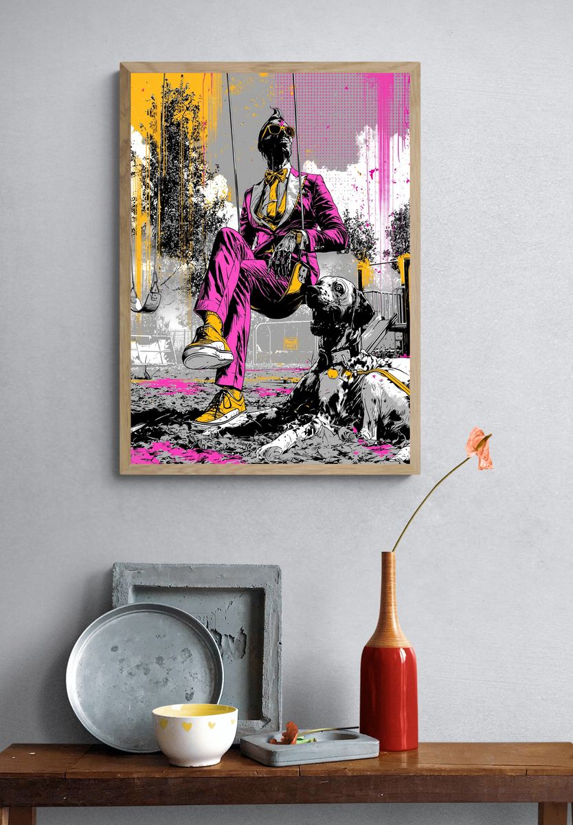 Pop Art Swing Dog Poster. — room view 3
