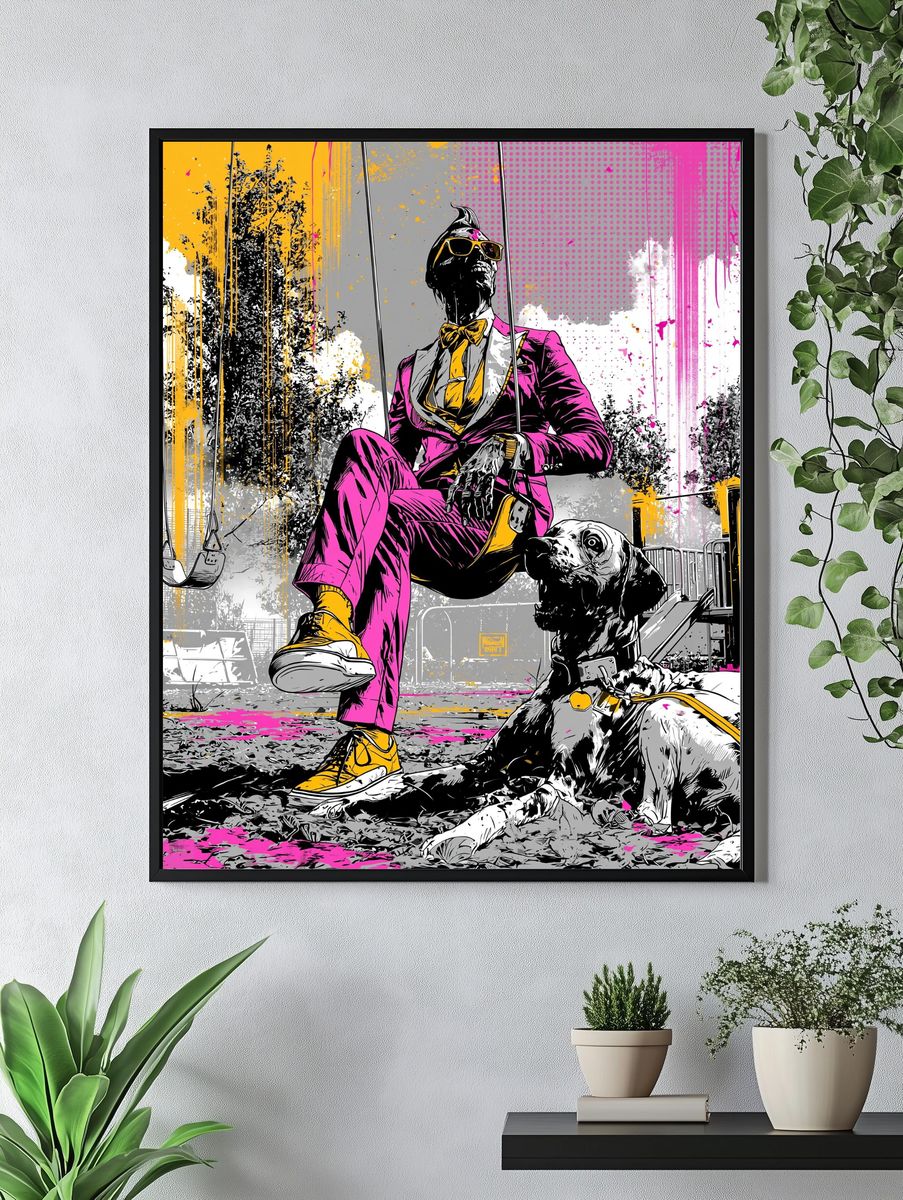 Pop Art Swing Dog Poster. — room view 4