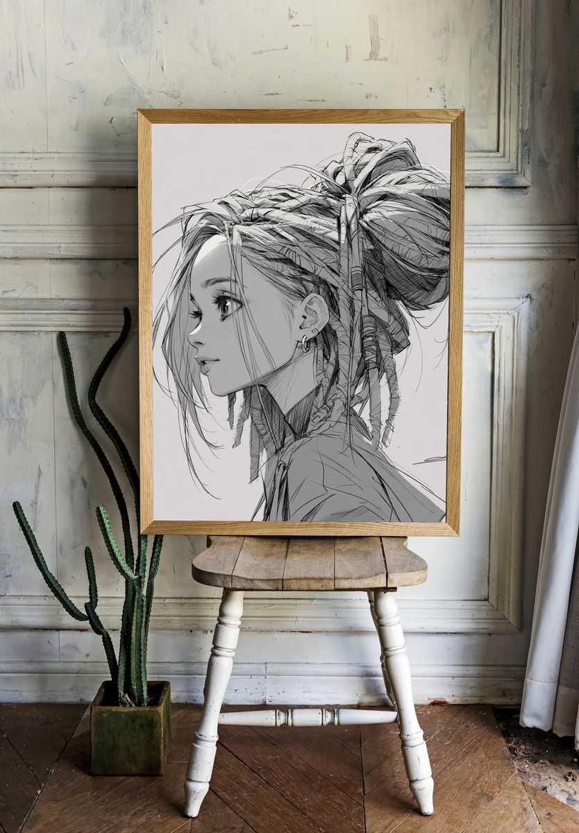 Sketch Portrait Illustration Poster. room preview