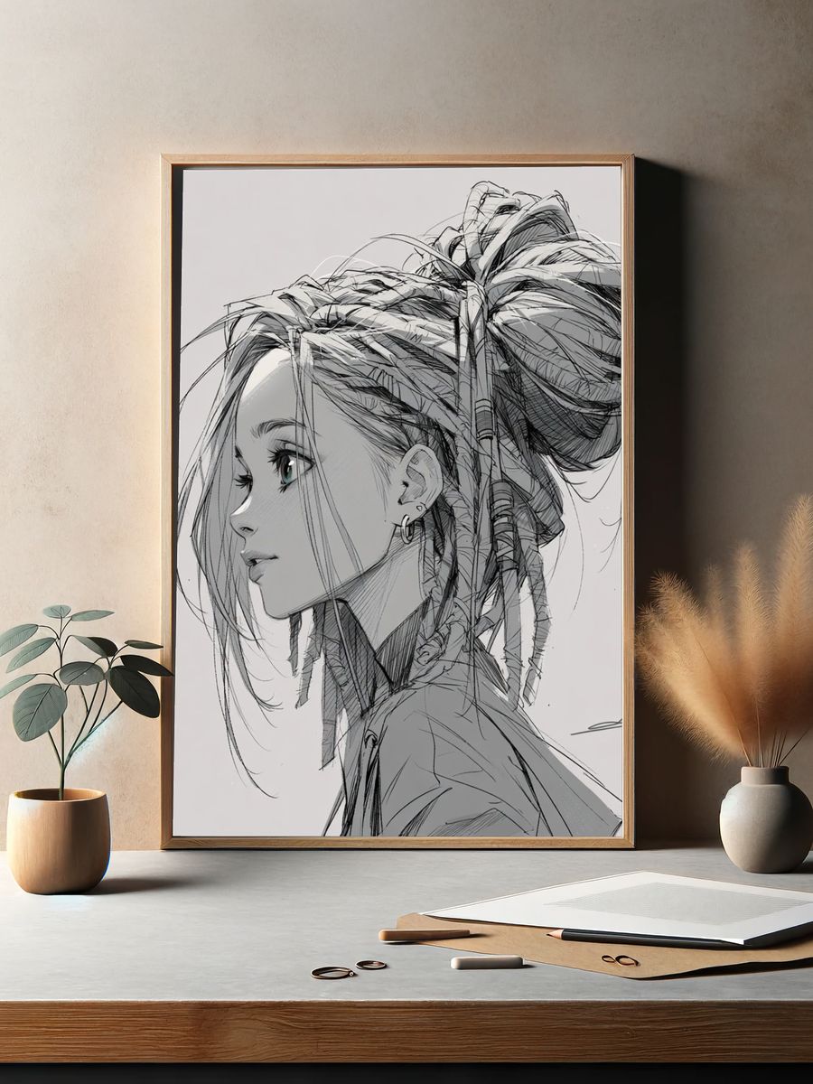 Sketch Portrait Illustration Poster. — room view 2
