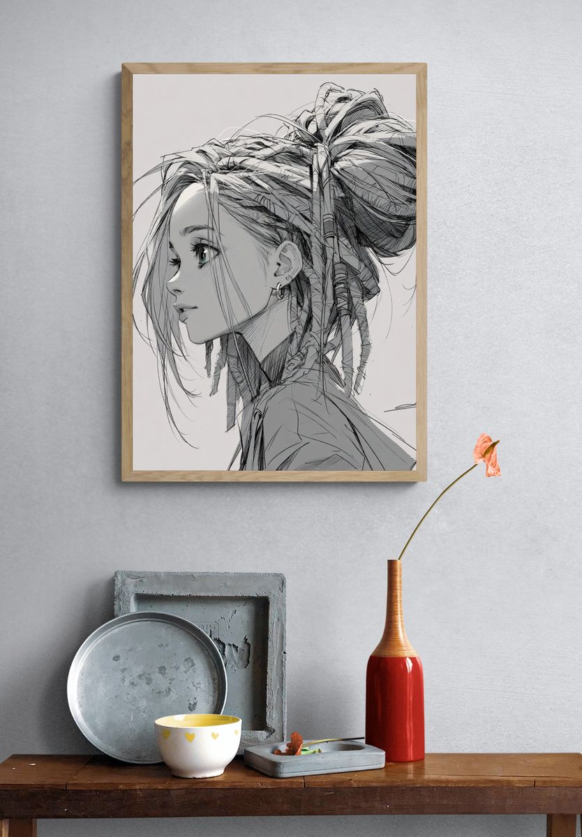 Sketch Portrait Illustration Poster. — room view 3