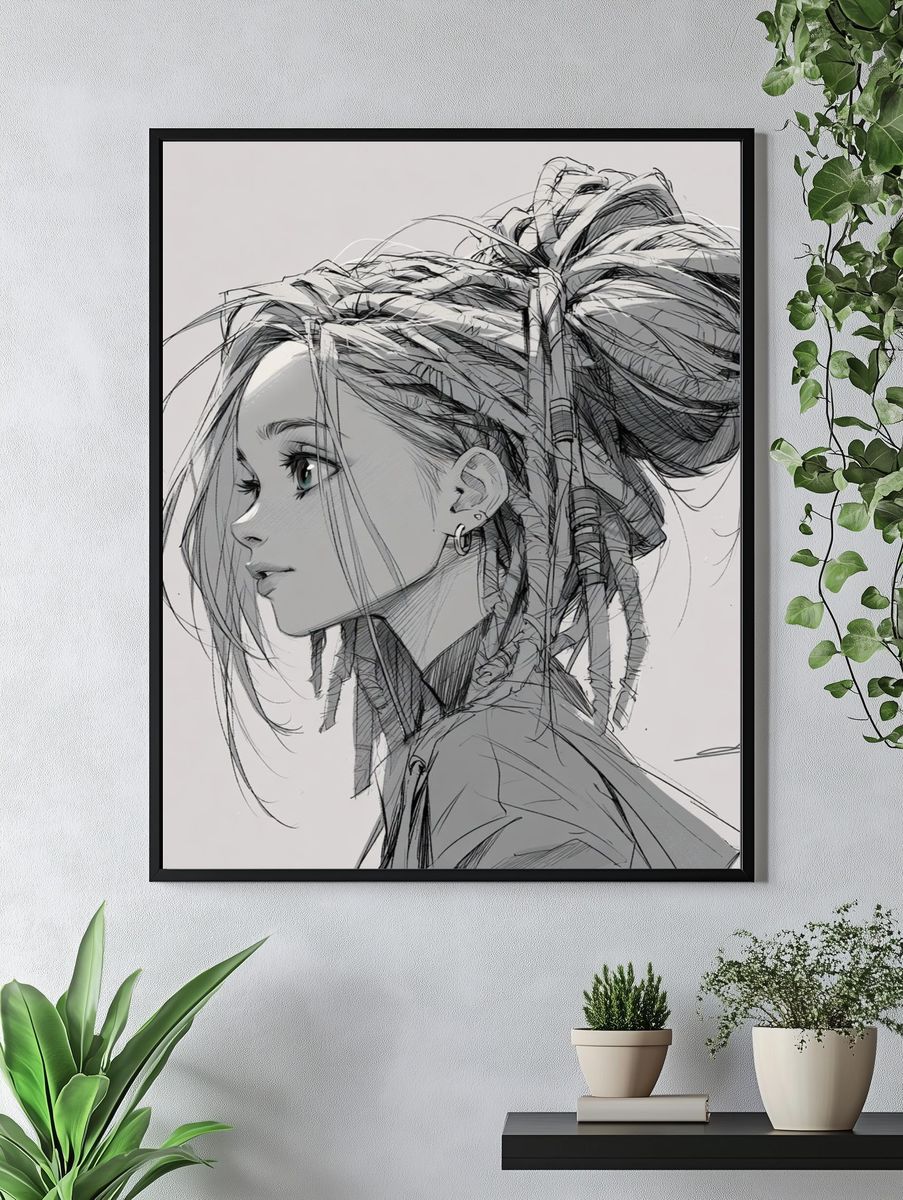 Sketch Portrait Illustration Poster. — room view 4