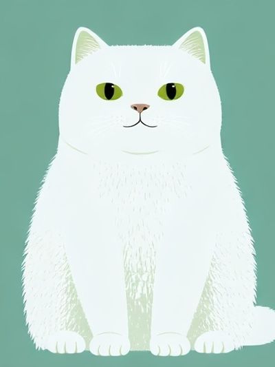 White Cat Illustration Poster.