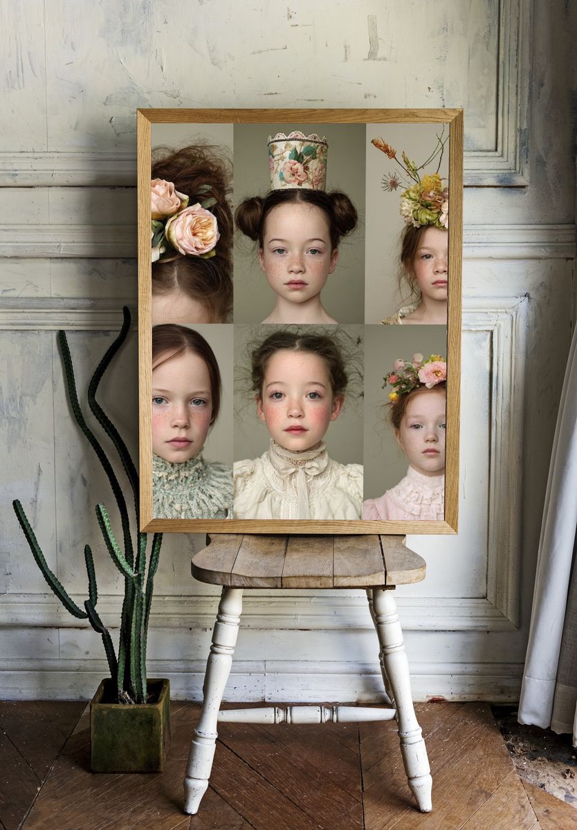 Floral Portrait Collage Print. room preview