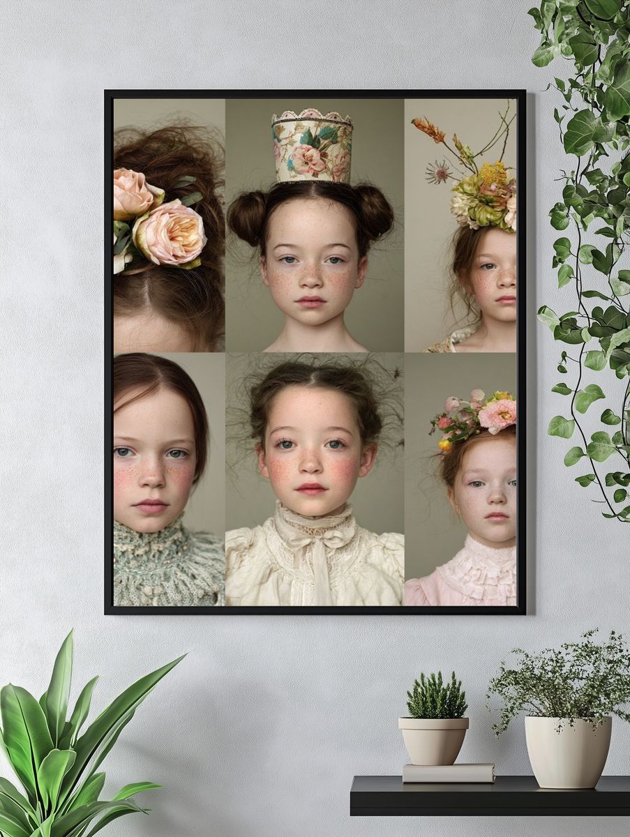 Floral Portrait Collage Print. — room view 4