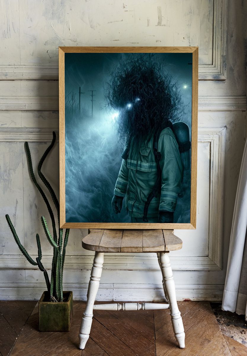 Creepy Fog Figure Horror Poster. — room view 1