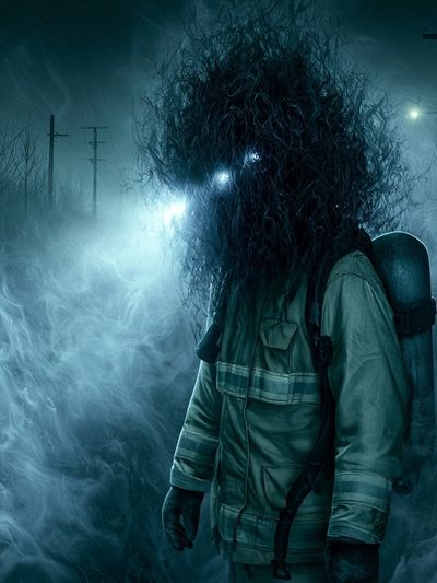 Creepy Fog Figure Horror Poster.