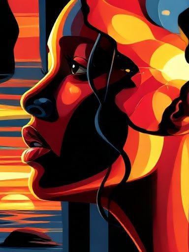 Sunset Profile Illustration Poster. poster detail