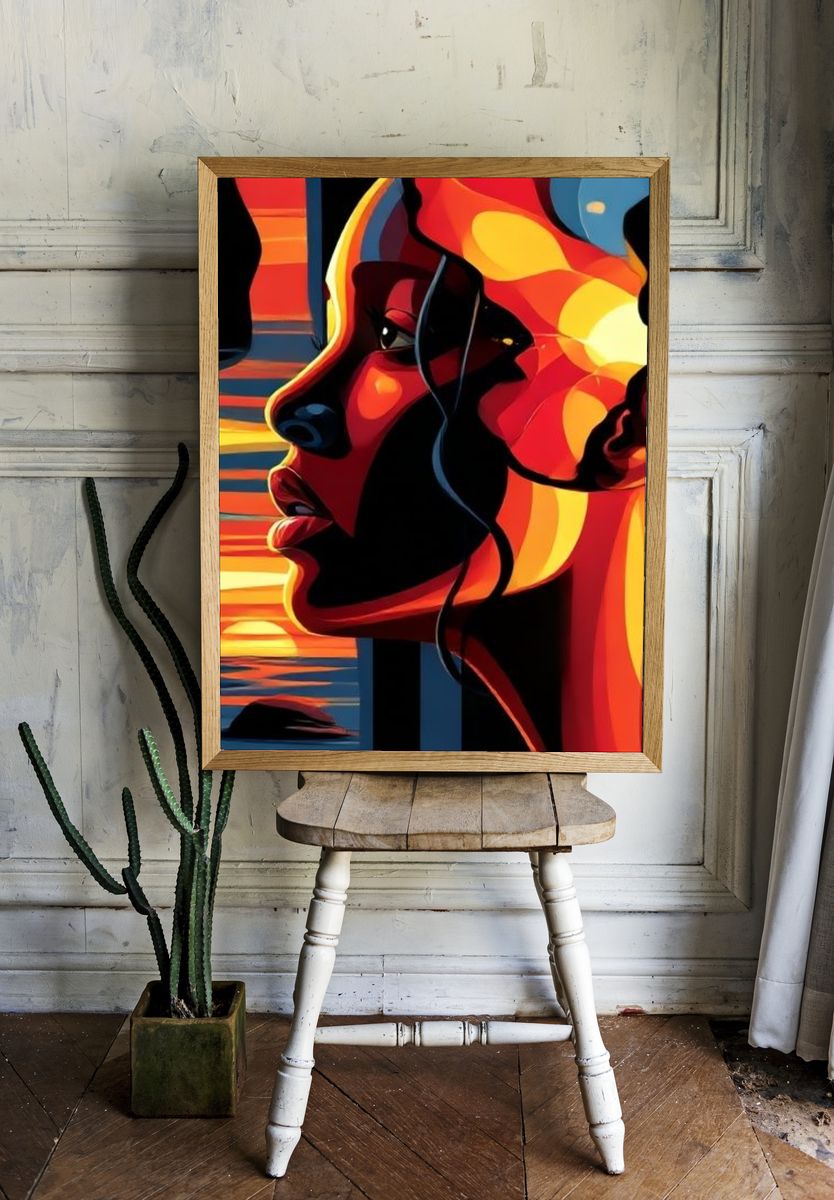 Sunset Profile Illustration Poster. — room view 1